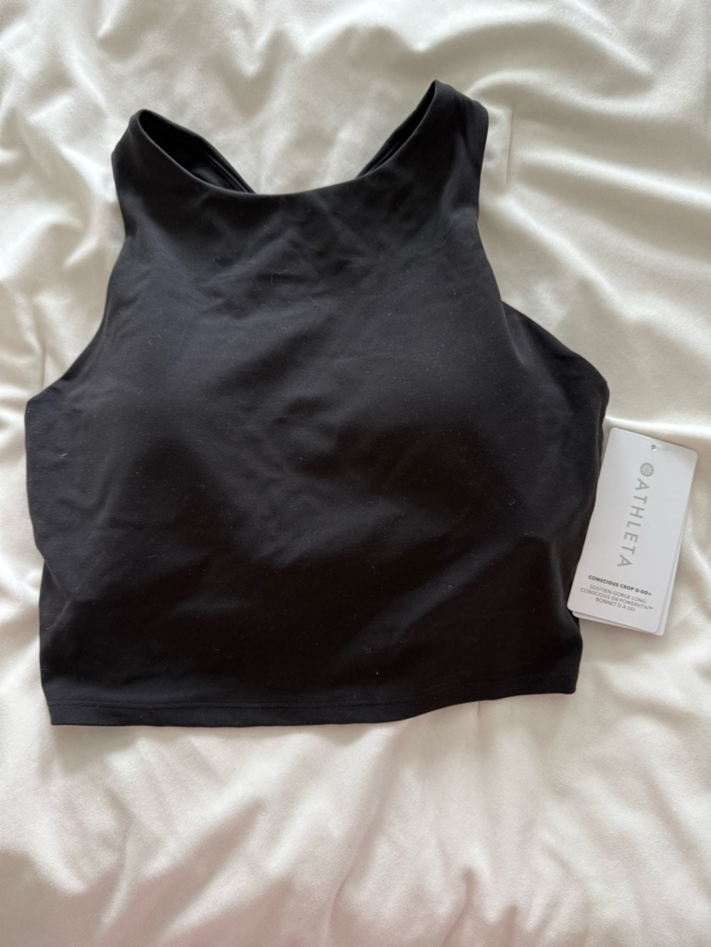 Athleta Black High-Neck Crop sports bra